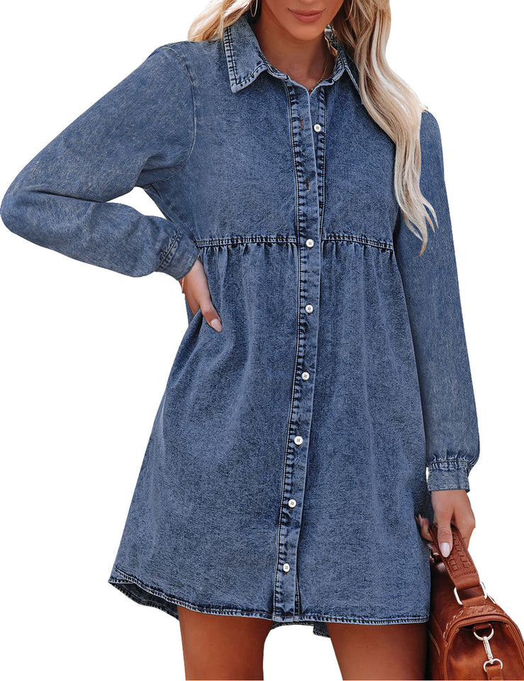 How to Style Long Sleeve Denim Shirt Dress for Spring w. Large Braided  Belt. Spring Outfit Ideas. | Denim dress outfit, Denim fashion, Denim dress  fall